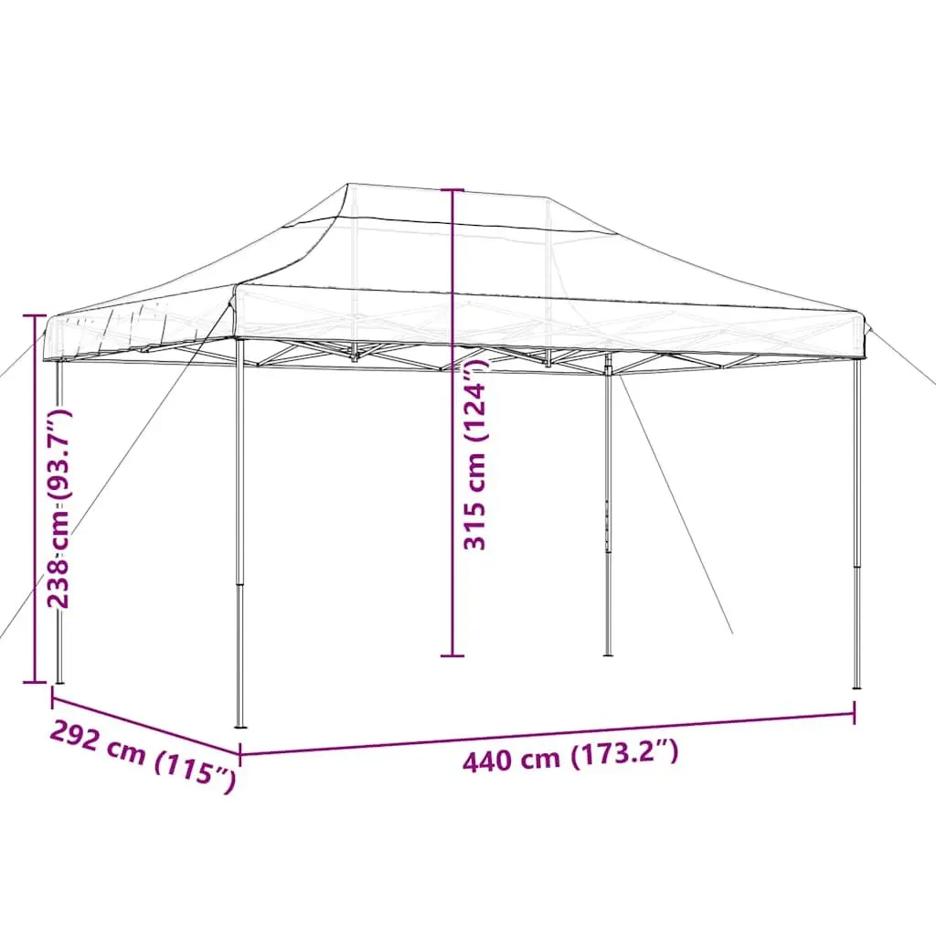 Foldable Pop-Up Party Tent Outdoor Gazebo Canopy Event 440x292x315cm Black