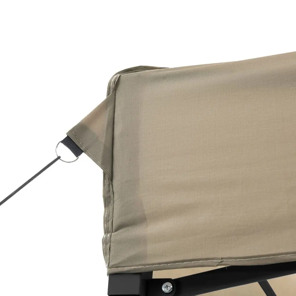 Foldable Pop-Up Party Tent Outdoor Gazebo 3 Sidewalls Clear Windows Taupe