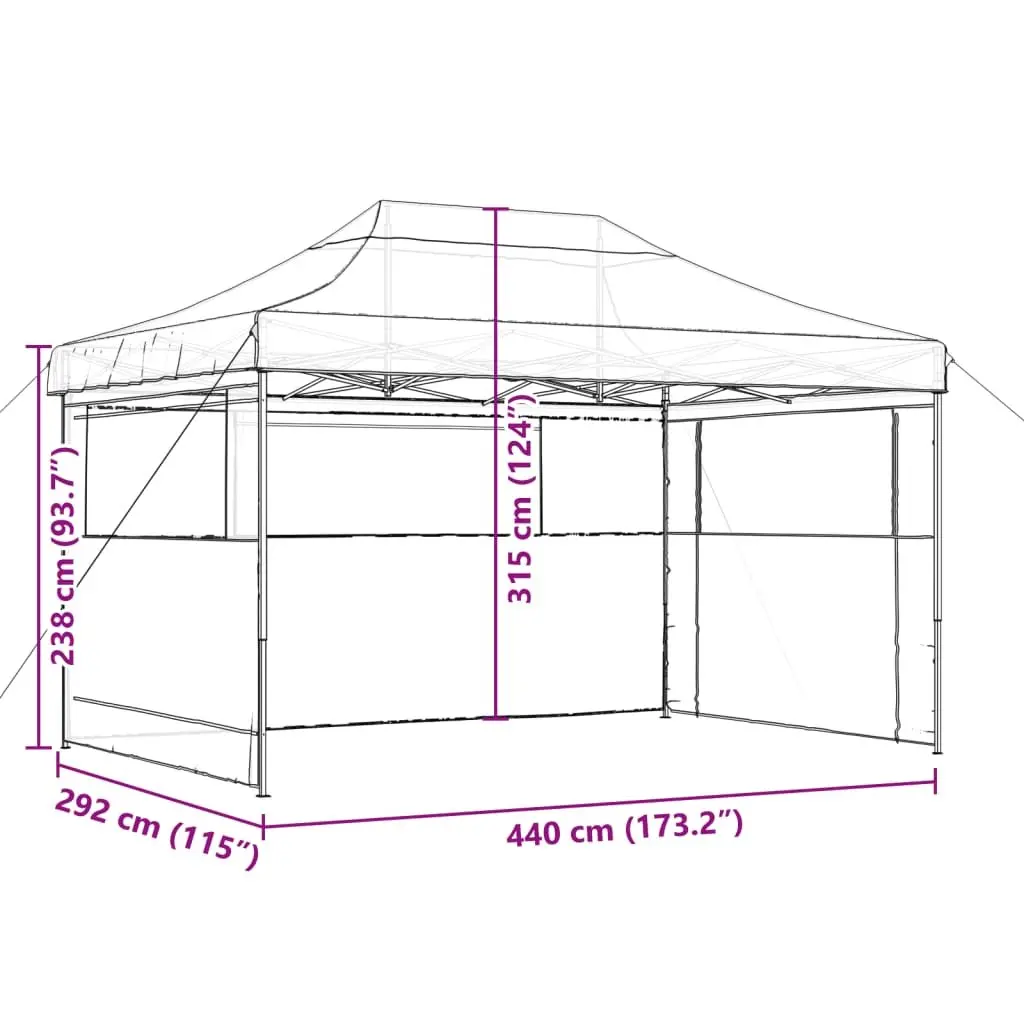 Foldable Pop-Up Party Tent Outdoor Gazebo 3 Sidewalls Clear Windows Taupe