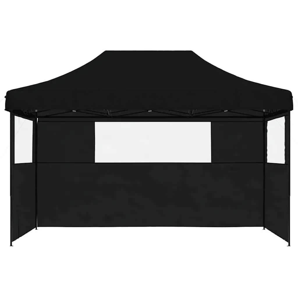 Foldable Pop-Up Party Tent Outdoor Gazebo 3 Sidewalls Black