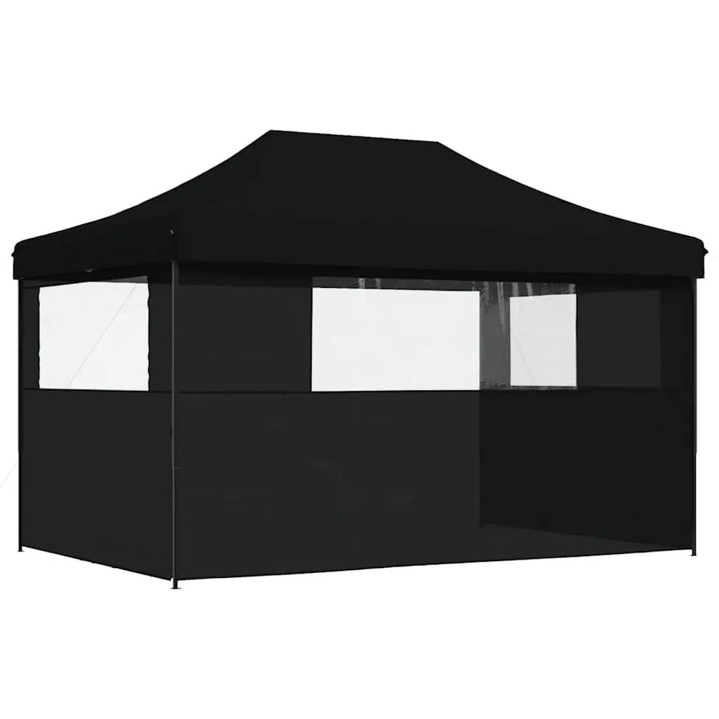 Foldable Pop-Up Party Tent Outdoor Gazebo 3 Sidewalls Black