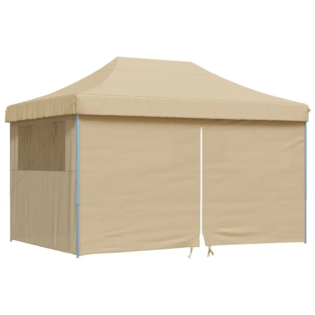 Foldable Pop-Up Party Tent Outdoor Canopy 4 Sidewalls Beige