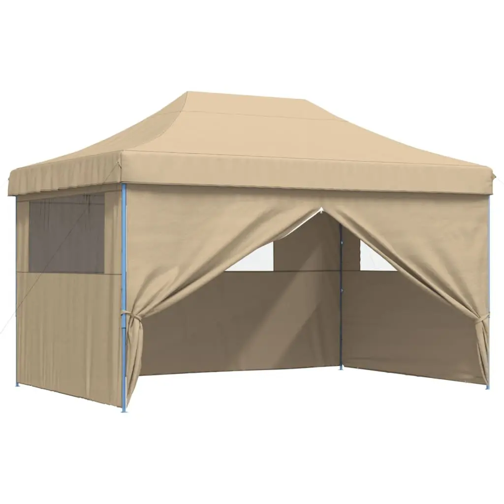 Foldable Pop-Up Party Tent Outdoor Canopy 4 Sidewalls Beige
