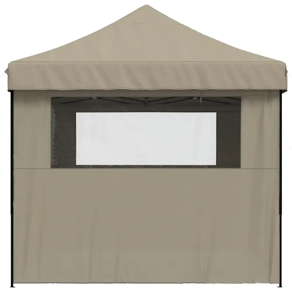 Foldable Pop-Up Party Tent Outdoor Event Gazebo 4 Sidewalls Clear Windows Taupe