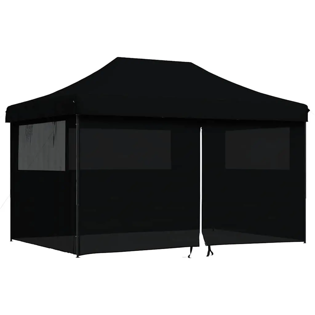 Foldable Pop-Up Party Tent Outdoor Event Shelter 4 Sidewalls Black