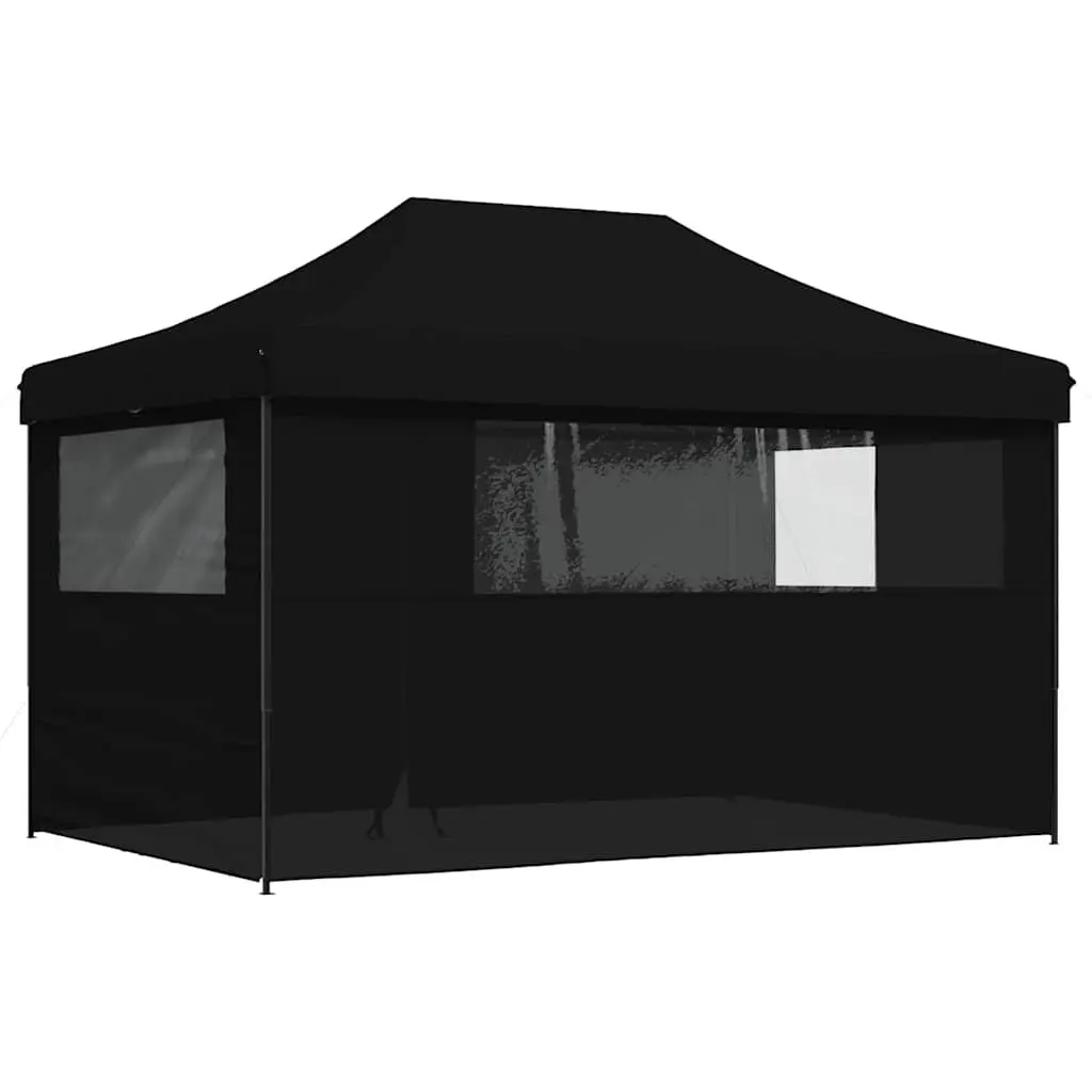 Foldable Pop-Up Party Tent Outdoor Event Shelter 4 Sidewalls Black