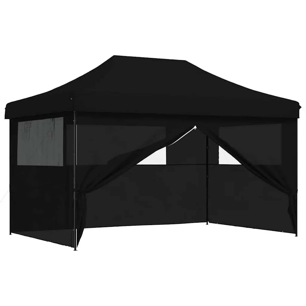 Foldable Pop-Up Party Tent Outdoor Event Shelter 4 Sidewalls Black