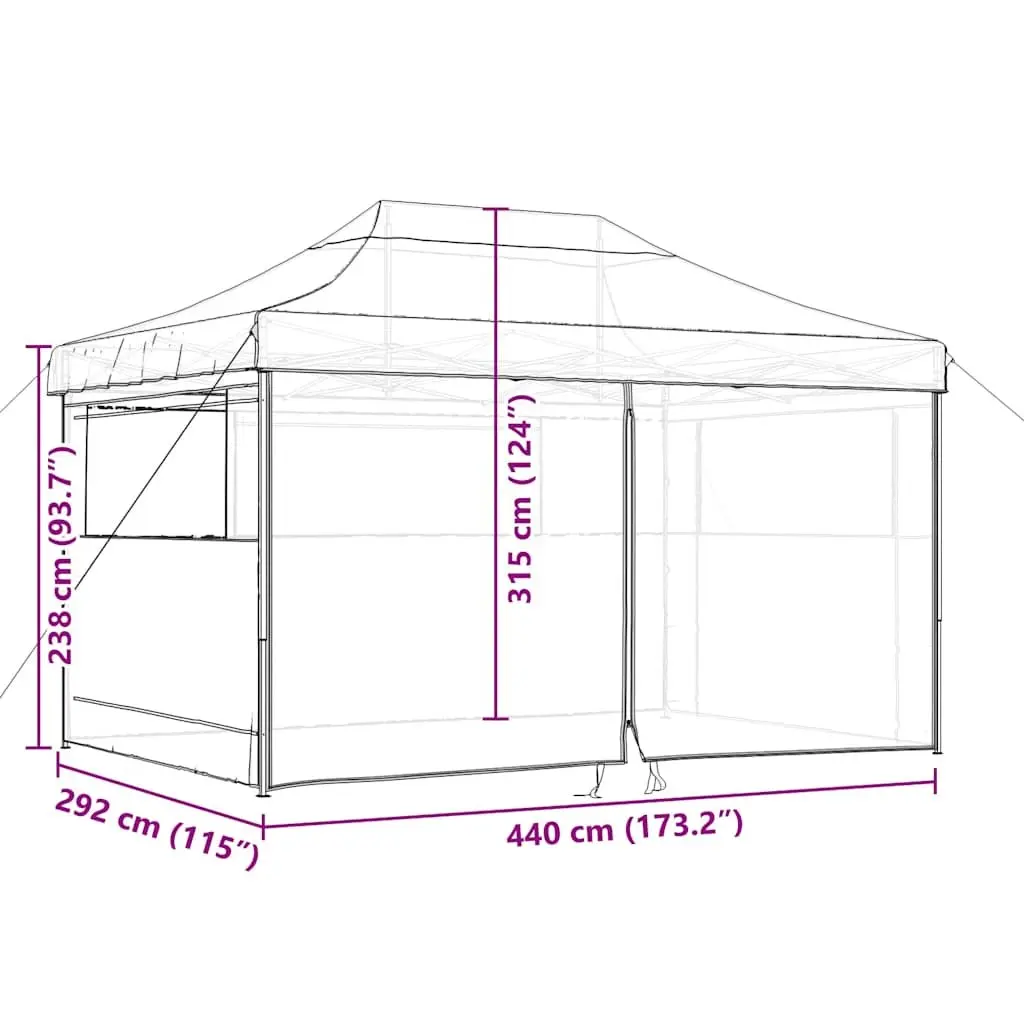 Foldable Pop-Up Party Tent Outdoor Event Shelter 4 Sidewalls Black