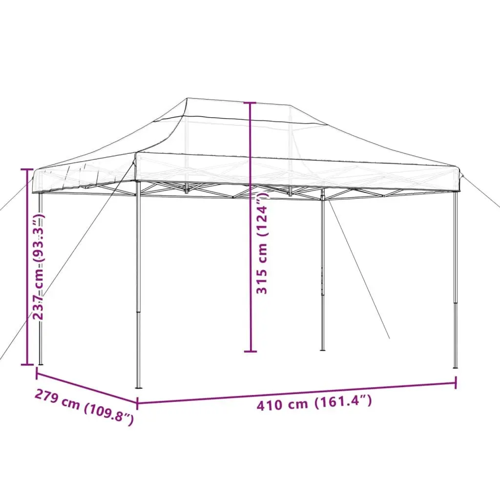 Foldable Pop-Up Party Tent Outdoor Gazebo Canopy 410x279x315cm Taupe
