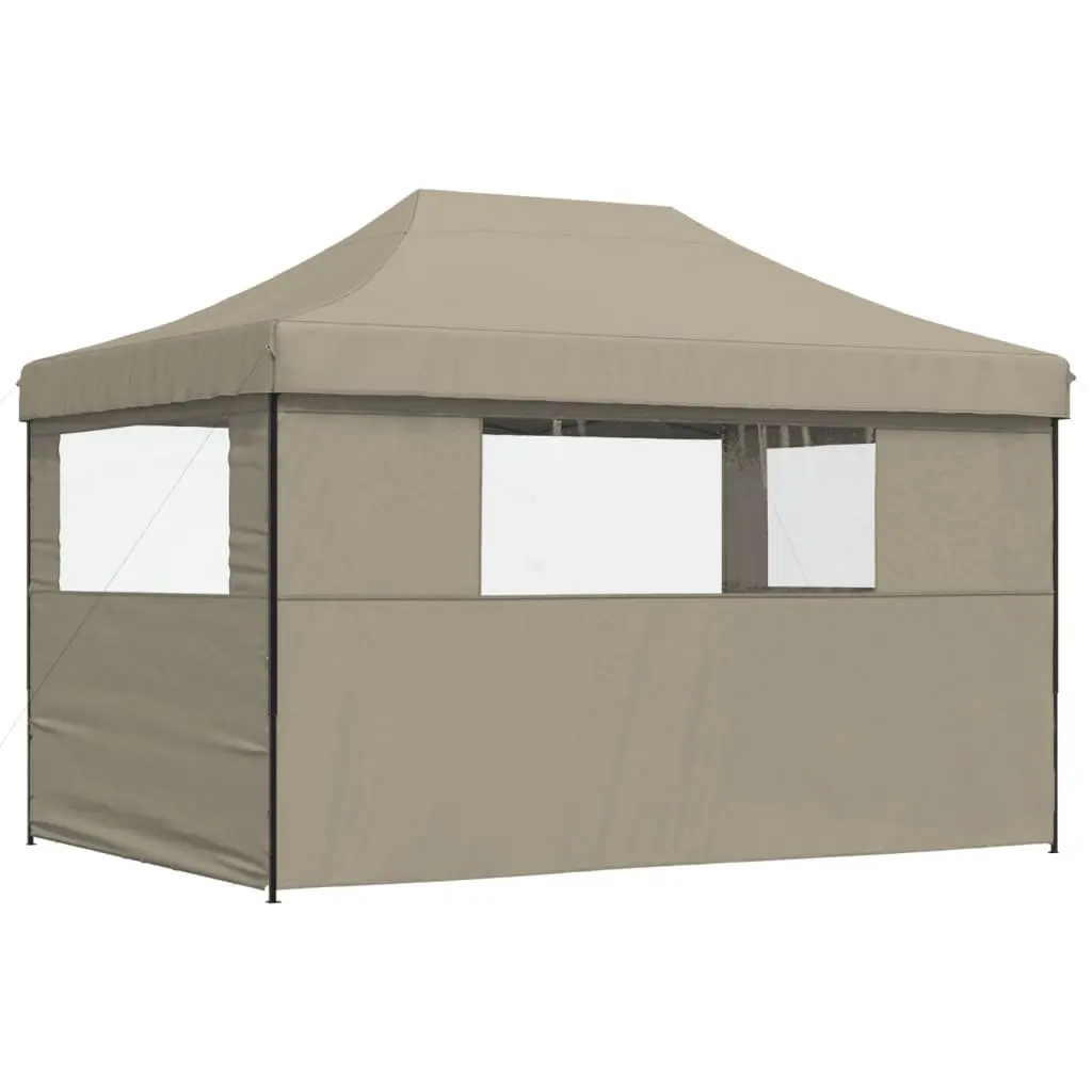 Pop-Up Party Tent Outdoor Gazebo 3 Sidewalls Taupe