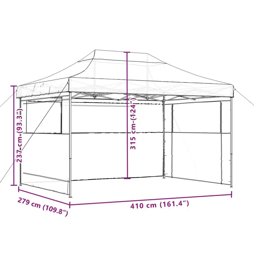 Foldable Pop-Up Party Tent Outdoor Garden Gazebo Canopy 3 Sidewalls Red