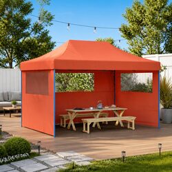 Reliable Orange Party Tent with Sturdy Frame and Sidewalls