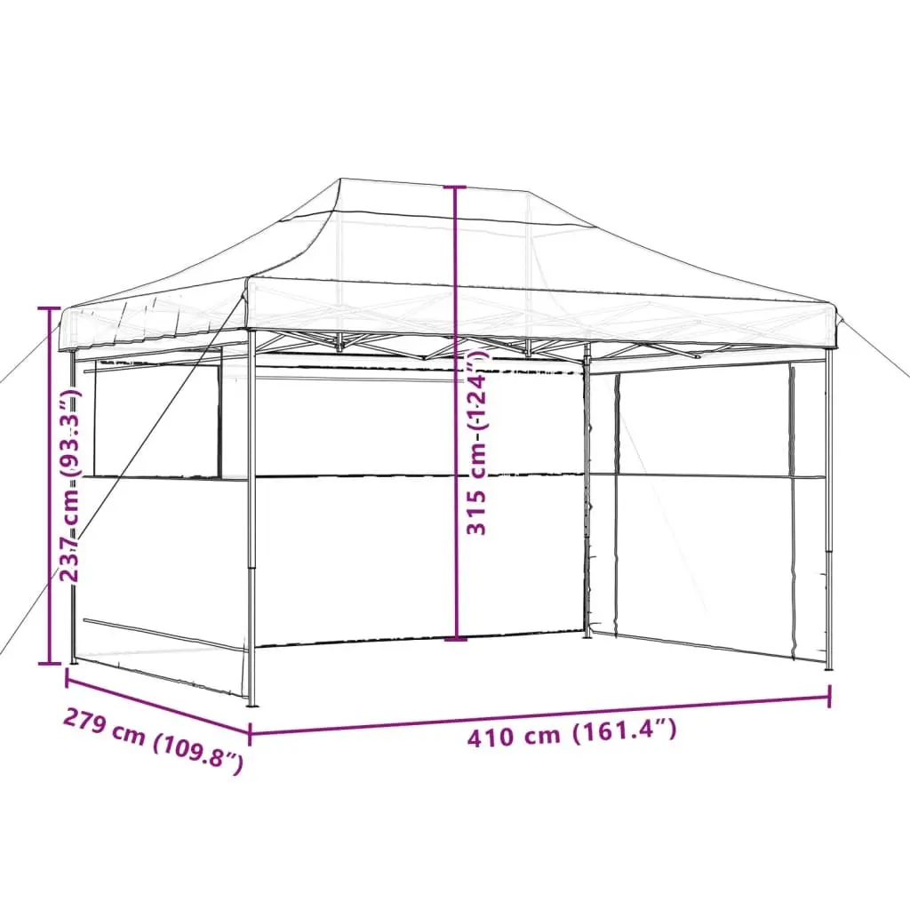 Pop-Up Party Tent Outdoor Gazebo Canopy 3 Sidewalls Orange