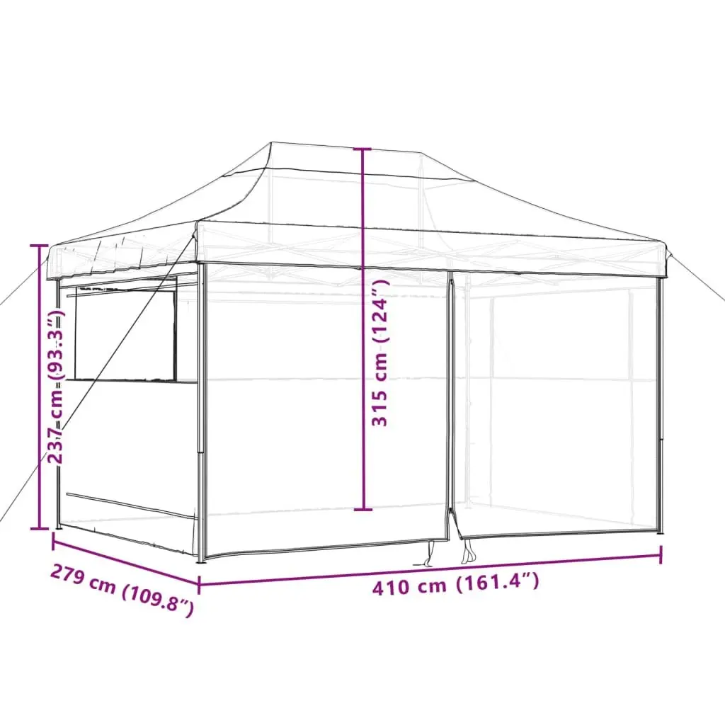 Foldable Pop-Up Party Tent Outdoor Gazebo 4 Sidewalls Beige
