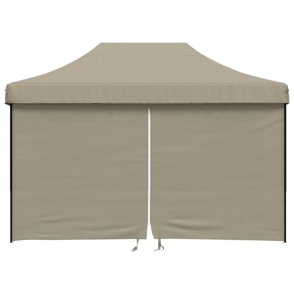 Foldable Pop-Up Party Tent Outdoor Gazebo Canopy 4 Sidewalls Taupe