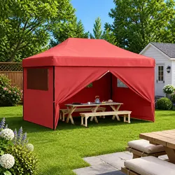 Reliable Red Foldable Party Tent for Gatherings