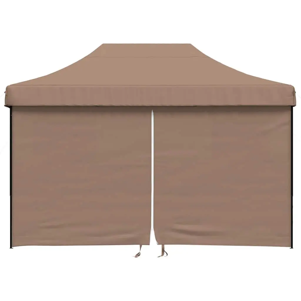 Pop-Up Party Tent Outdoor Gazebo 4 Sidewalls Brown