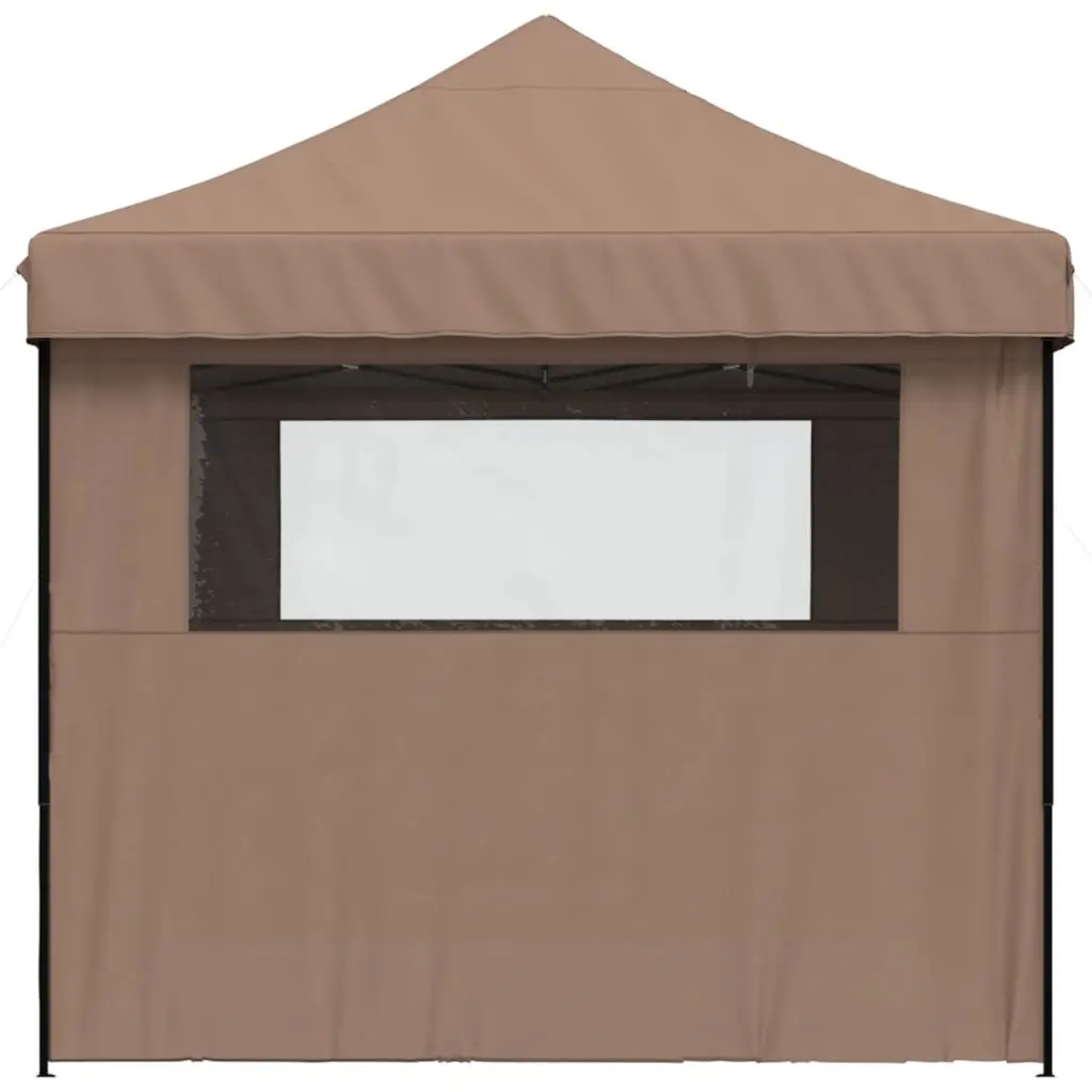 Pop-Up Party Tent Outdoor Gazebo 4 Sidewalls Brown