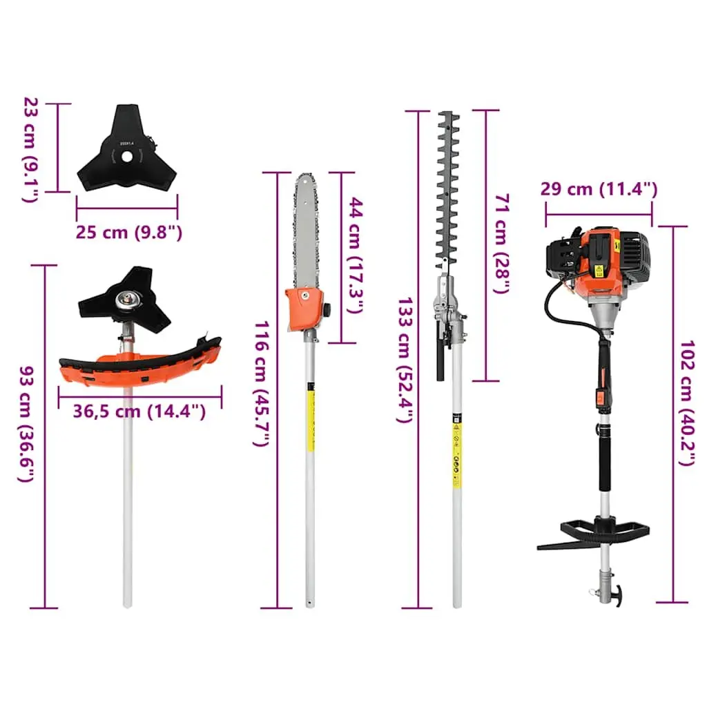 4-in-1 Brush Cutter Grass Trimmer Hedge Pruner Weed Whacker 52cc 1.45kW Garden Tool