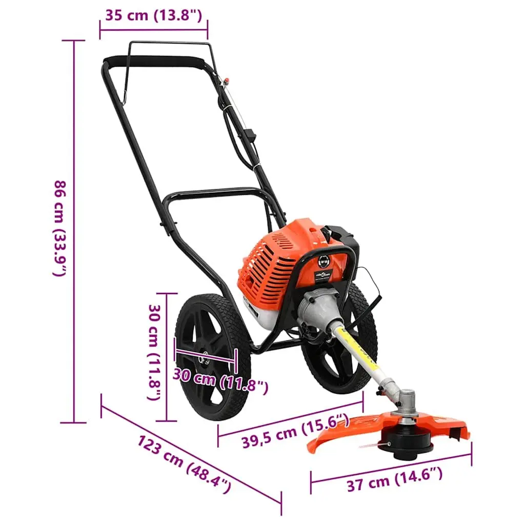 Brush Cutter Grass Trimmer 52cc Engine with Wheels Garden Tool