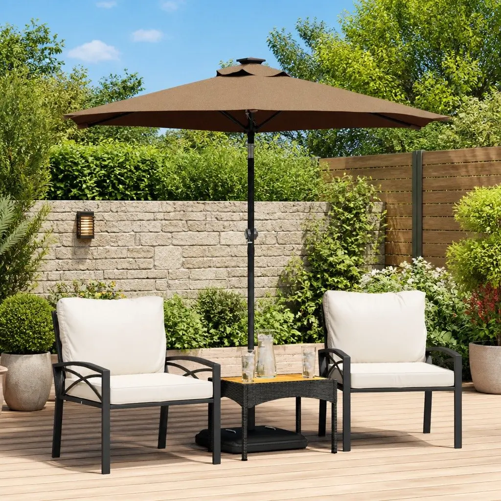Garden Parasol Sun Shade Outdoor Umbrella 225 x 225 cm Taupe Square Crank Tilt