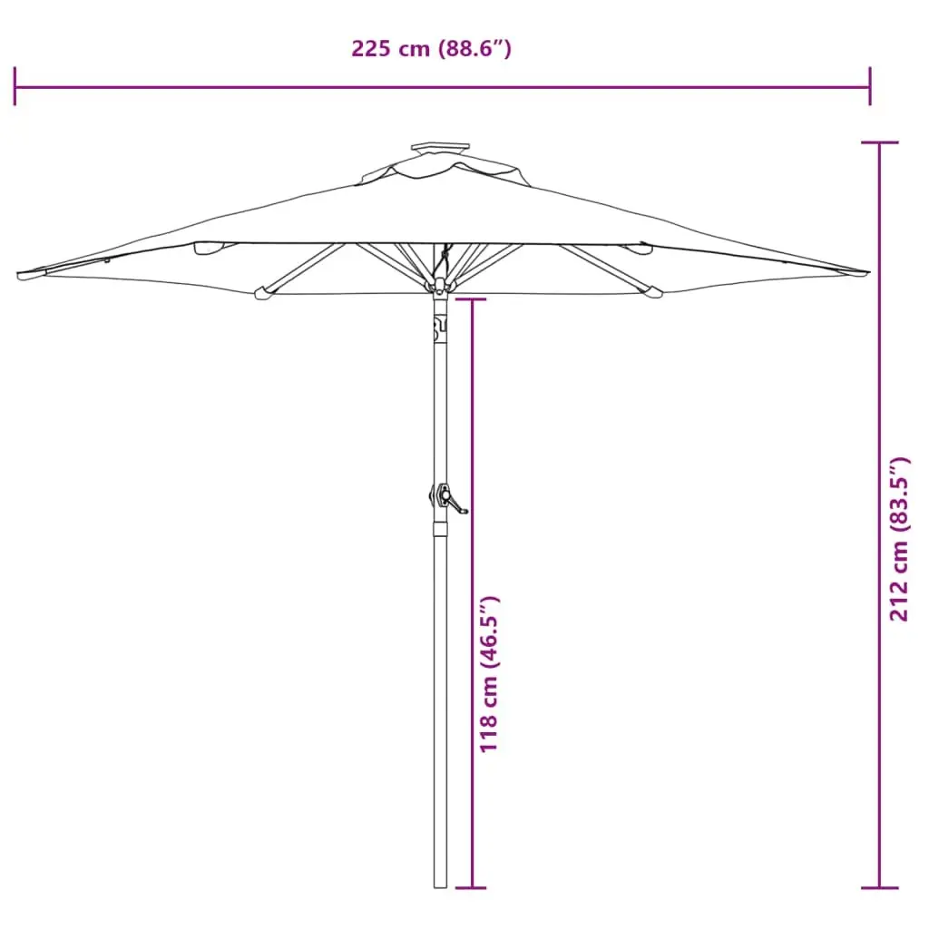 Garden Parasol Sun Shade Outdoor Umbrella 225 x 225 cm Taupe Square Crank Tilt