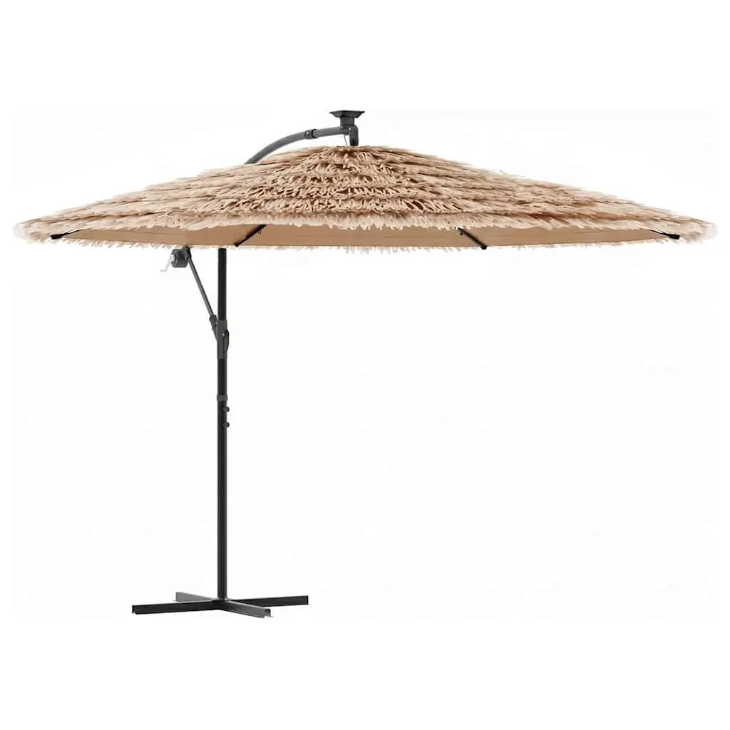 Garden Parasol LED Lights Outdoor Sunshade 246x246x230cm Brown