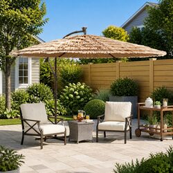 Reliable Garden Parasol with LED Lights - 290cm Steel Umbrella
