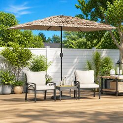 Reliable Brown Outdoor Parasol for Sun and Rain 300x200cm