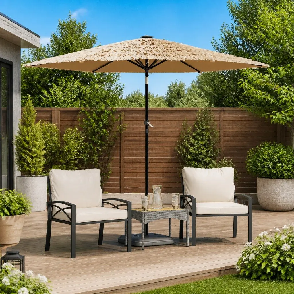 Garden Parasol Sun Shade Protection 268cm Brown
