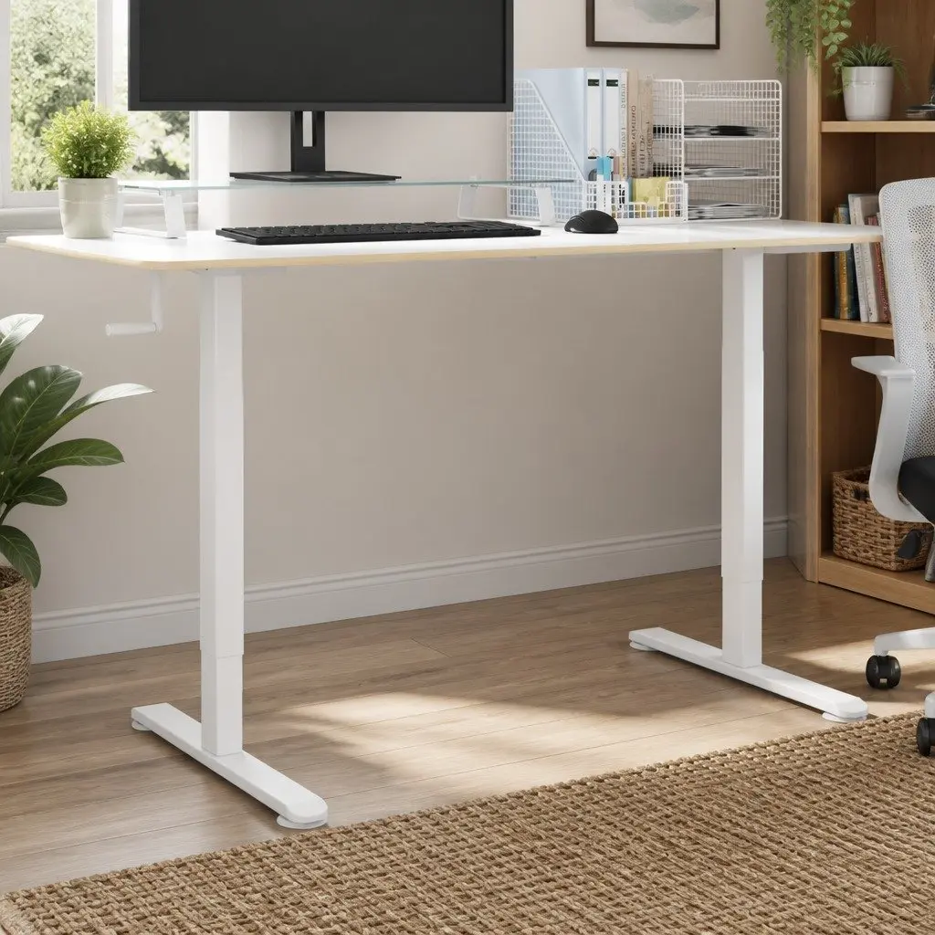 White Steel Adjustable Desk Frame for Comfort