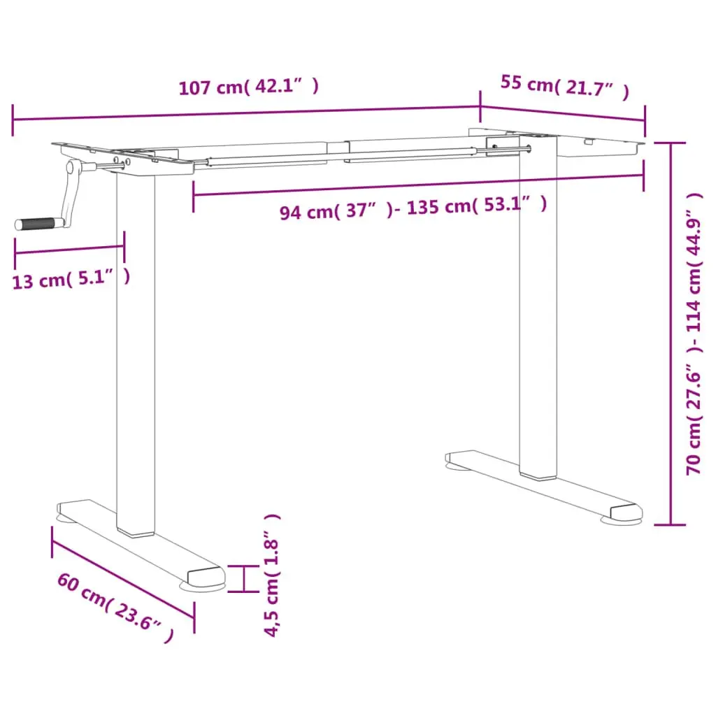 Adjustable Desk Frame in Black
