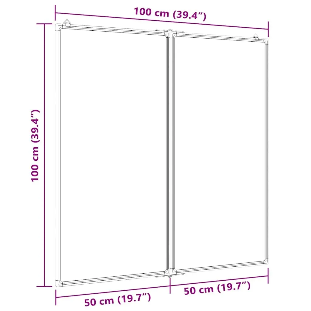 Magnetic Foldable Whiteboard Presentation Board 100 x 100 cm White