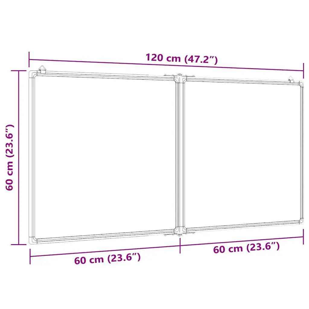 Magnetic Whiteboard Foldable Display Board 120 x 60 cm Lacquer Coated Surface