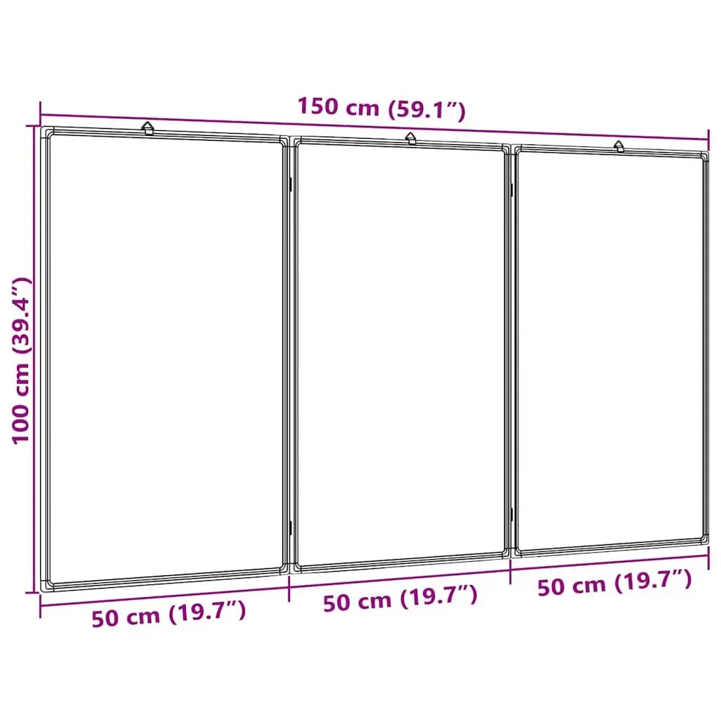 Foldable Magnetic Whiteboard Two Panels Office Home Display Board 150 x 100 cm
