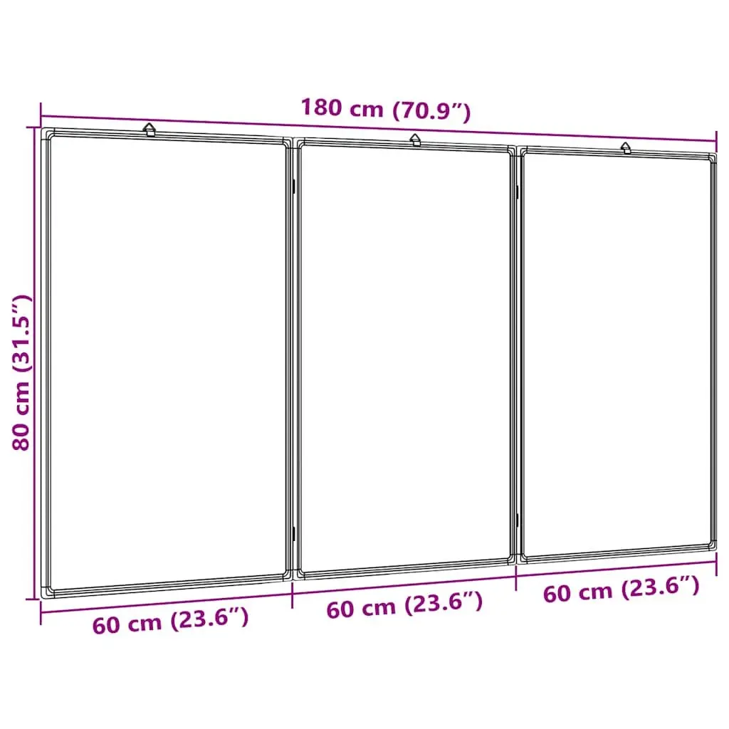 Magnetic Whiteboard Foldable Two-Panel Display Board 180x80 cm White