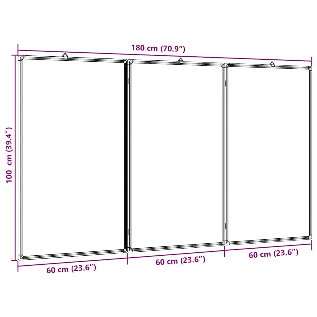 Magnetic Whiteboard Foldable Two Panel Display Board Home Office 180 x 100 cm White