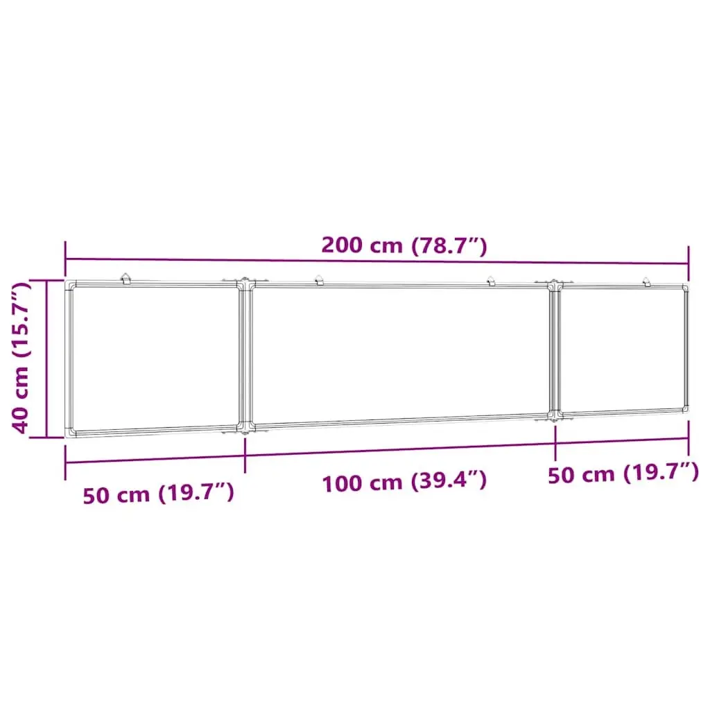 Foldable Magnetic Whiteboard Display Board 200x40cm Office Home