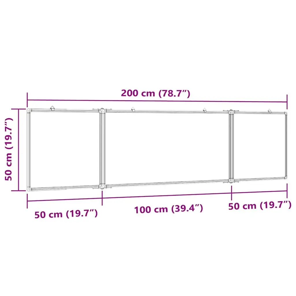 Foldable Magnetic Whiteboard Presentation Notes 200 x 50 cm White