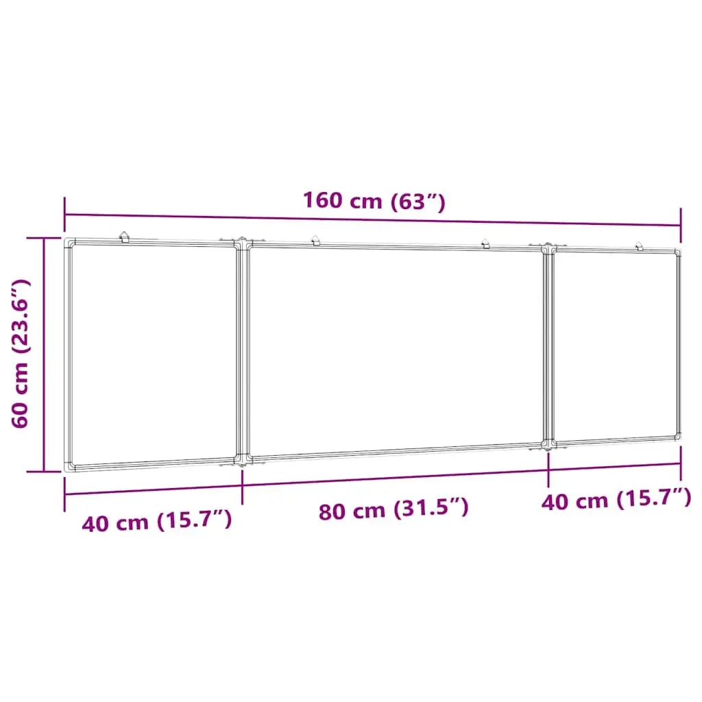 Magnetic Whiteboard Foldable Display Board 160x60cm Office Home Presentation