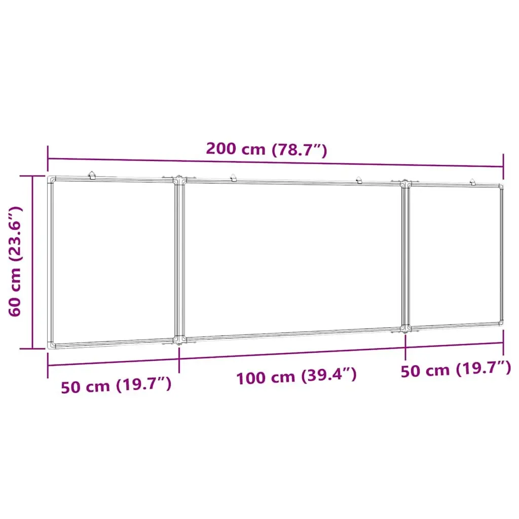 Magnetic Whiteboard Foldable Display Board for Office Home School 200 x 60 cm