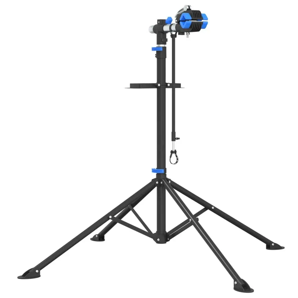 Foldable Bike Repair Stand Blue Steel Adjustable Height 108-188cm for Maintenance and Repairs
