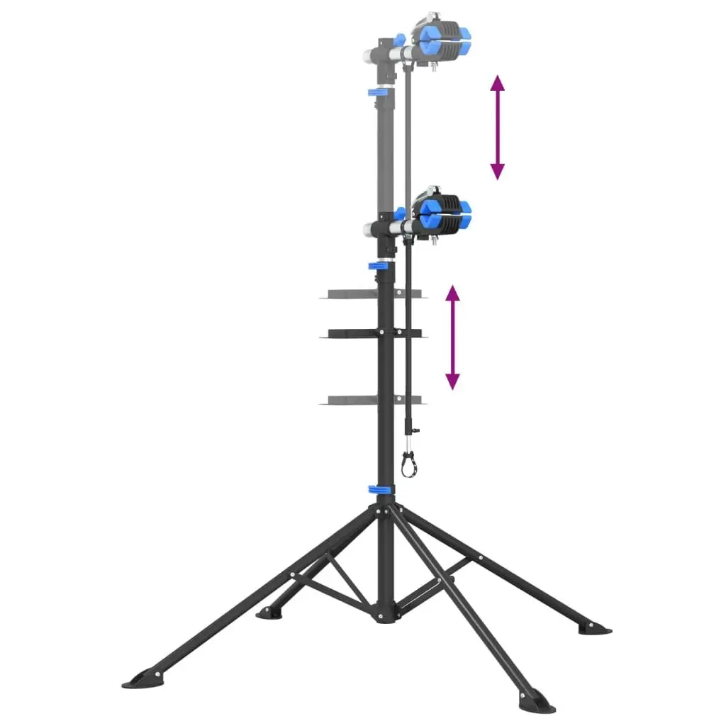 Foldable Bike Repair Stand Blue Steel Adjustable Height 108-188cm for Maintenance and Repairs
