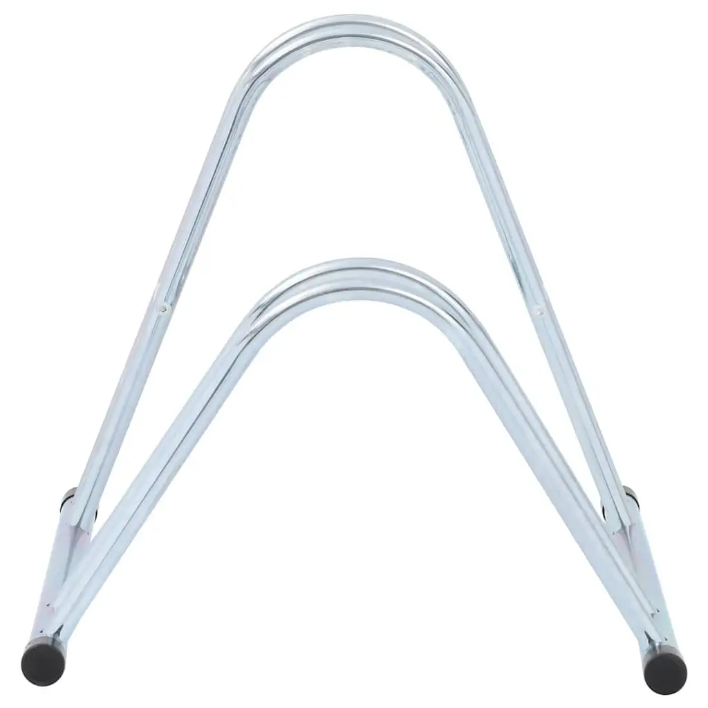 Bicycle Stand Floor Freestanding 2 Bikes Storage Rack Galvanised Steel Silver