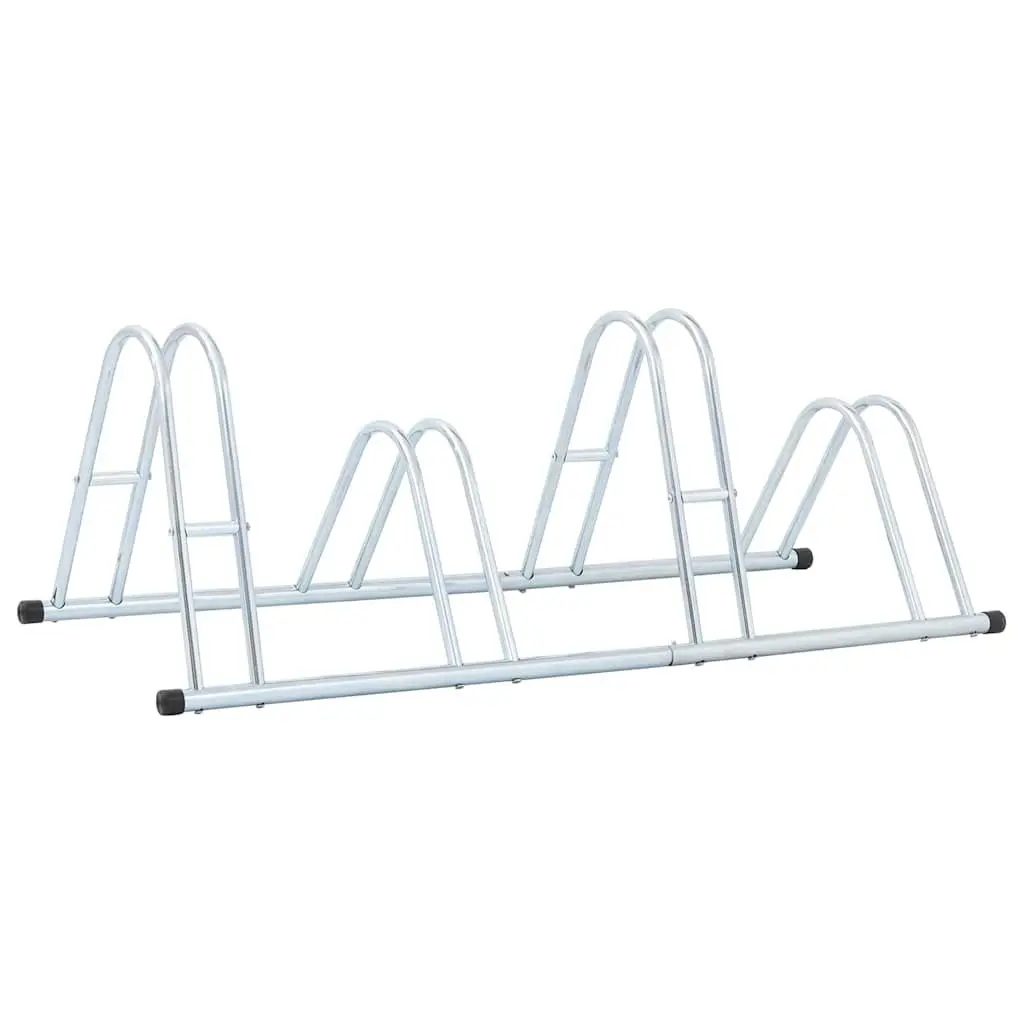 Bicycle Stand 4 Bikes Freestanding Storage Rack Silver
