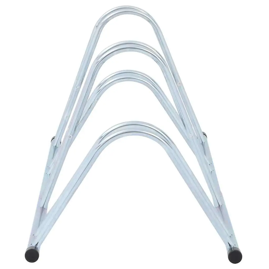 Bicycle Stand 4 Bikes Freestanding Storage Rack Silver