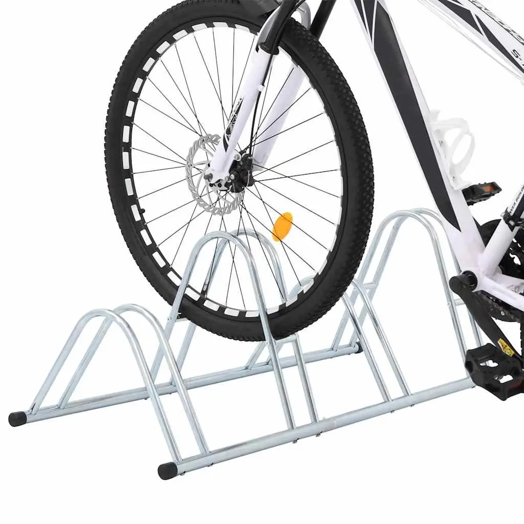Bicycle Stand 4 Bikes Freestanding Storage Rack Silver