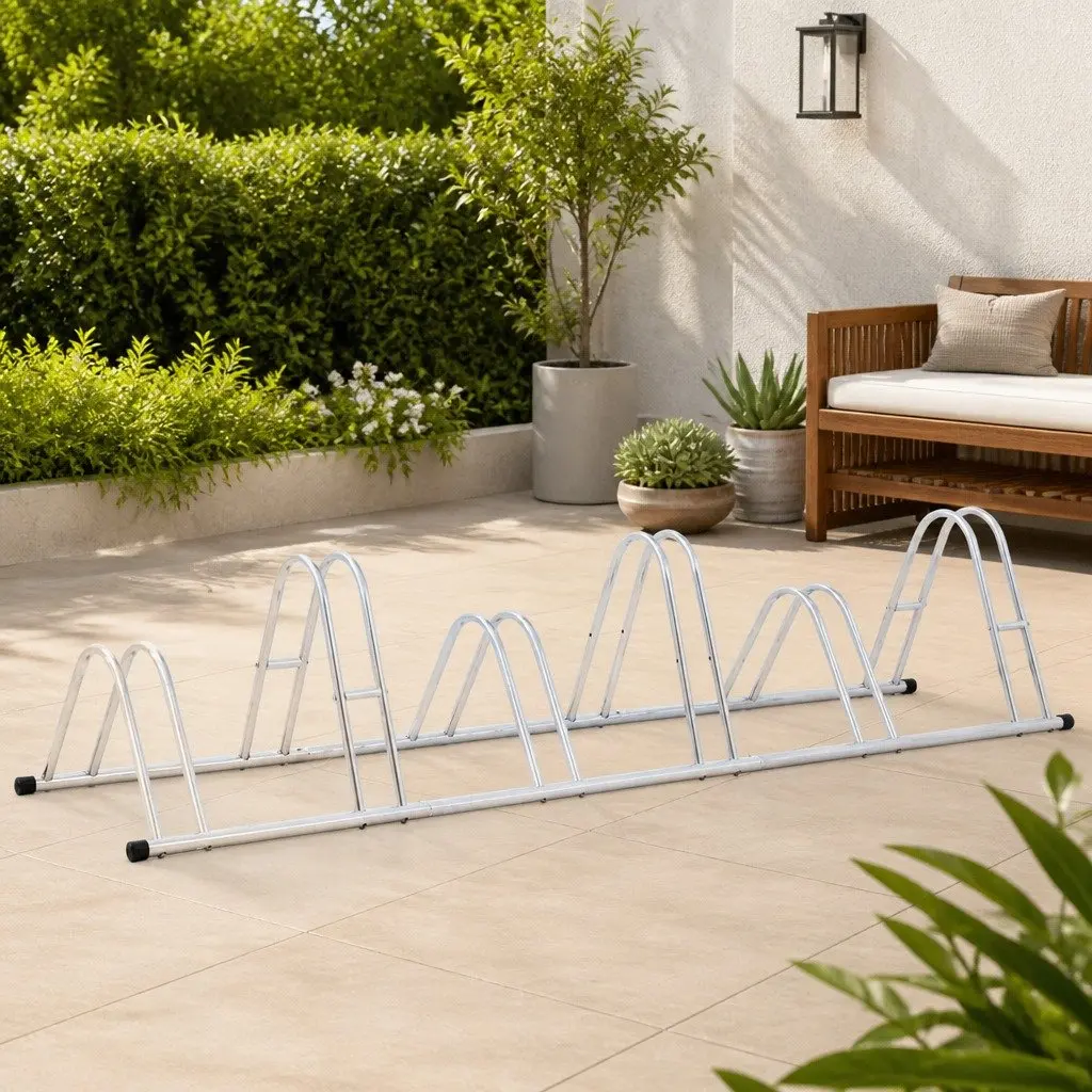 Bicycle Stand for 6 Bikes in Silver