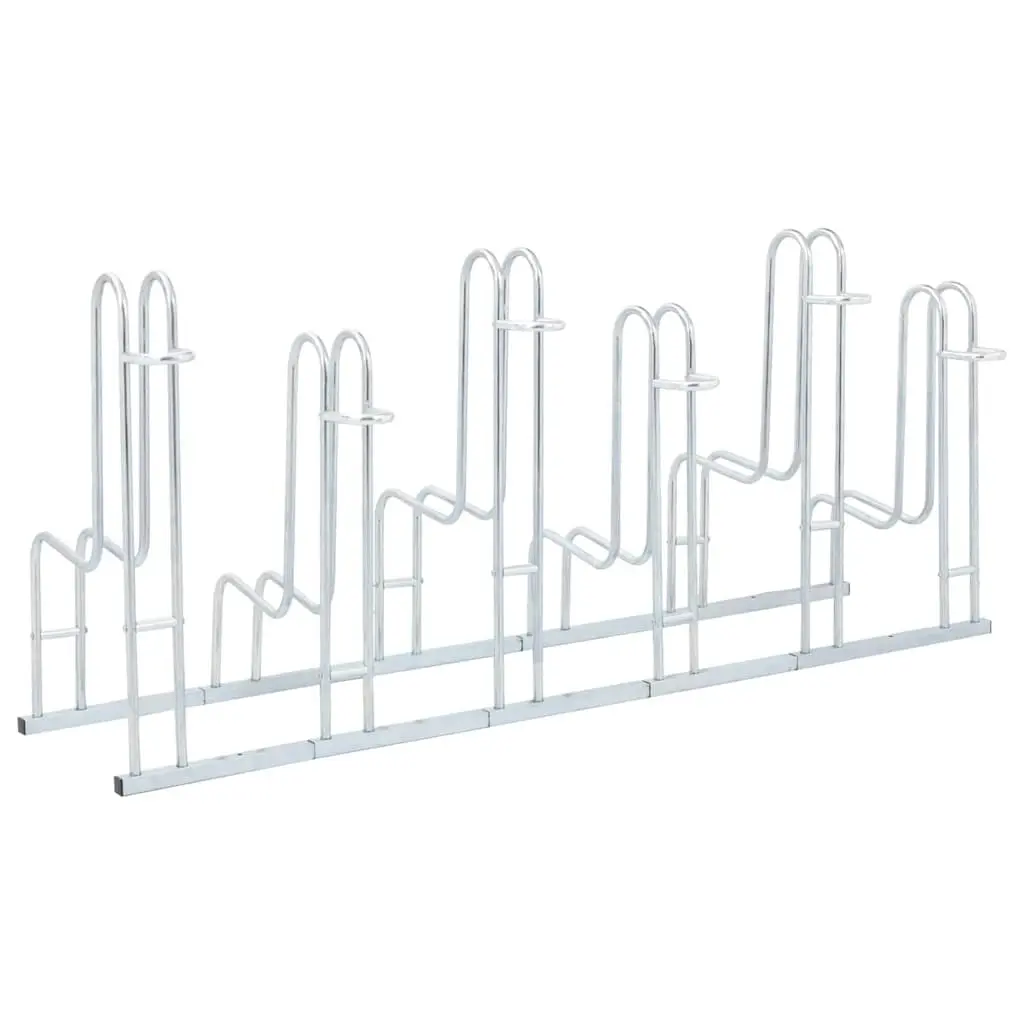 Bicycle Stand Freestanding Storage 6 Bikes Galvanised Steel Silver
