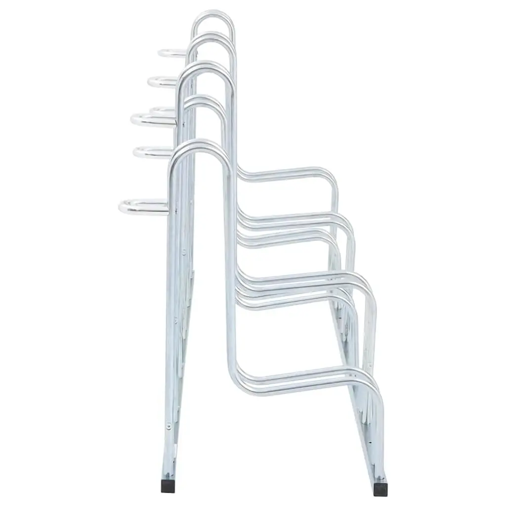 Bicycle Stand Freestanding Storage 6 Bikes Galvanised Steel Silver